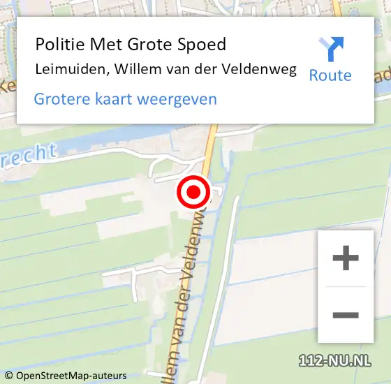 Locatie op kaart van de 112 melding: Politie Met Grote Spoed Naar Leimuiden, Willem van der Veldenweg op 9 juni 2023 23:07