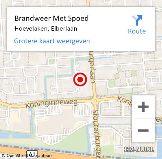 Locatie op kaart van de 112 melding: Brandweer Met Spoed Naar Hoevelaken, Eiberlaan op 9 juni 2023 23:09