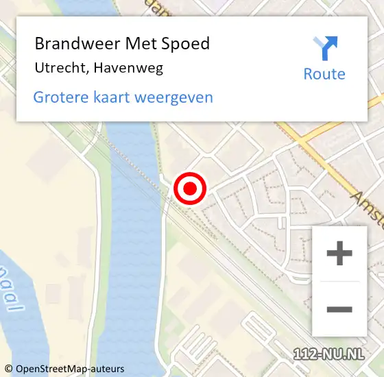 Locatie op kaart van de 112 melding: Brandweer Met Spoed Naar Utrecht, Havenweg op 9 juni 2023 23:14