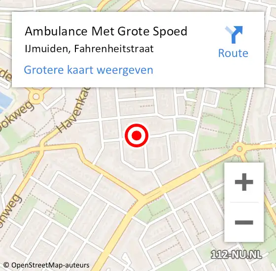 Locatie op kaart van de 112 melding: Ambulance Met Grote Spoed Naar IJmuiden, Fahrenheitstraat op 9 juni 2023 23:17