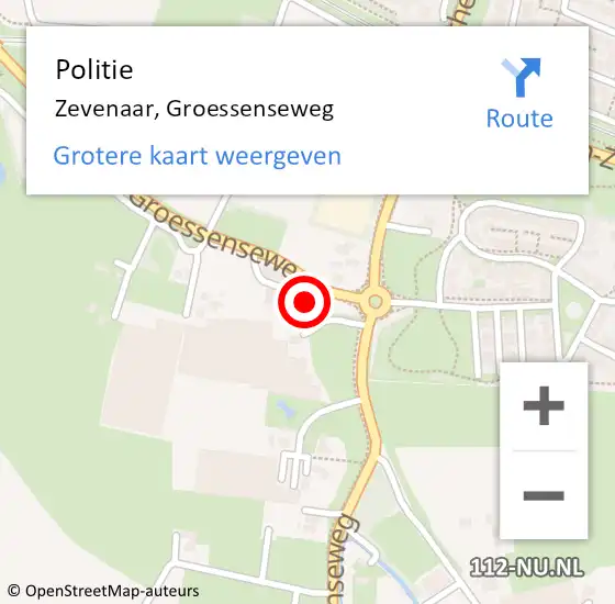 Locatie op kaart van de 112 melding: Politie Zevenaar, Groessenseweg op 9 juni 2023 23:19