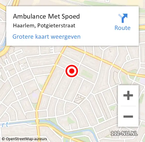 Locatie op kaart van de 112 melding: Ambulance Met Spoed Naar Haarlem, Potgieterstraat op 9 juni 2023 23:46