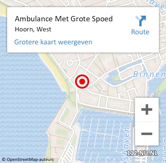 Locatie op kaart van de 112 melding: Ambulance Met Grote Spoed Naar Hoorn, West op 10 juni 2023 00:05