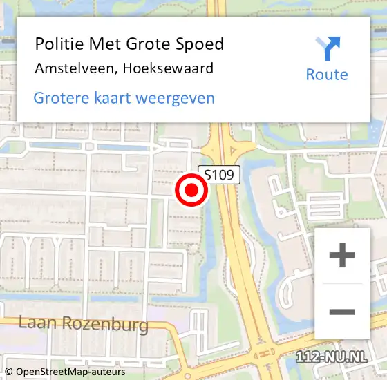 Locatie op kaart van de 112 melding: Politie Met Grote Spoed Naar Amstelveen, Hoeksewaard op 10 juni 2023 00:16