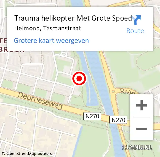 Locatie op kaart van de 112 melding: Trauma helikopter Met Grote Spoed Naar Helmond, Tasmanstraat op 10 juni 2023 00:37