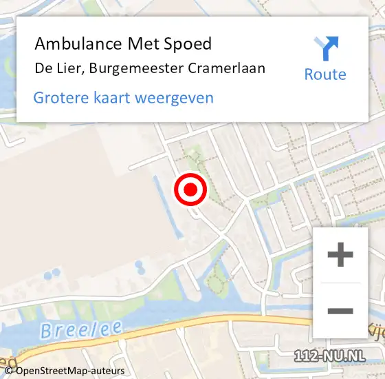 Locatie op kaart van de 112 melding: Ambulance Met Spoed Naar De Lier, Burgemeester Cramerlaan op 10 juni 2023 00:59