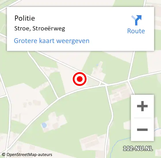 Locatie op kaart van de 112 melding: Politie Stroe, Stroeërweg op 10 juni 2023 01:05