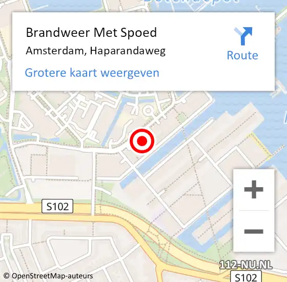 Locatie op kaart van de 112 melding: Brandweer Met Spoed Naar Amsterdam, Haparandaweg op 10 juni 2023 01:06