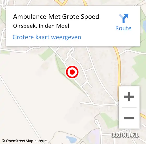 Locatie op kaart van de 112 melding: Ambulance Met Grote Spoed Naar Oirsbeek, In den Moel op 28 augustus 2014 12:21