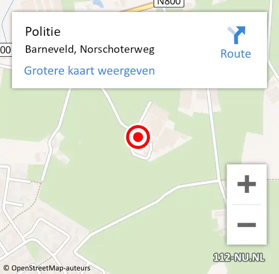 Locatie op kaart van de 112 melding: Politie Barneveld, Norschoterweg op 10 juni 2023 01:10