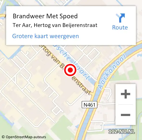 Locatie op kaart van de 112 melding: Brandweer Met Spoed Naar Ter Aar, Hertog van Beijerenstraat op 10 juni 2023 01:52