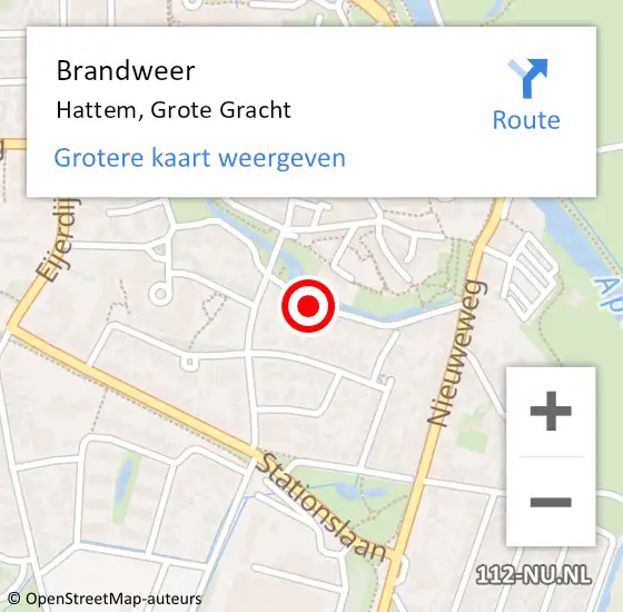 Locatie op kaart van de 112 melding: Brandweer Hattem, Grote Gracht op 10 juni 2023 02:05