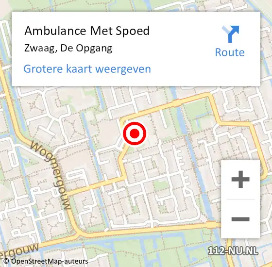 Locatie op kaart van de 112 melding: Ambulance Met Spoed Naar Zwaag, De Opgang op 10 juni 2023 02:09