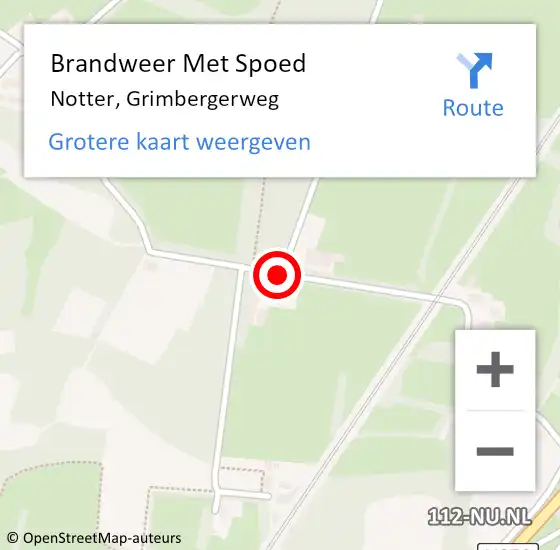 Locatie op kaart van de 112 melding: Brandweer Met Spoed Naar Notter, Grimbergerweg op 28 augustus 2014 12:25