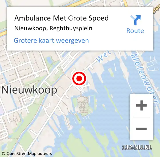 Locatie op kaart van de 112 melding: Ambulance Met Grote Spoed Naar Nieuwkoop, Reghthuysplein op 10 juni 2023 02:32