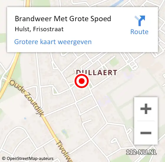 Locatie op kaart van de 112 melding: Brandweer Met Grote Spoed Naar Hulst, Frisostraat op 10 juni 2023 02:55