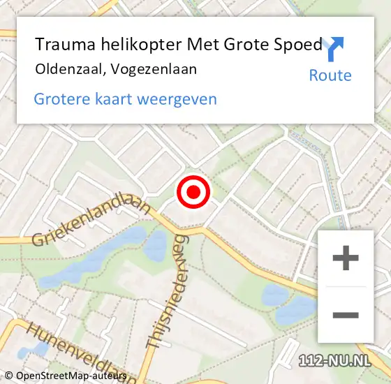 Locatie op kaart van de 112 melding: Trauma helikopter Met Grote Spoed Naar Oldenzaal, Vogezenlaan op 10 juni 2023 03:01