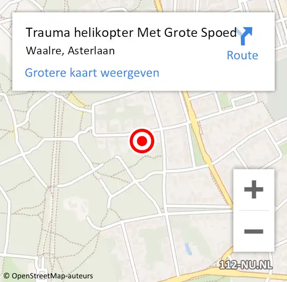 Locatie op kaart van de 112 melding: Trauma helikopter Met Grote Spoed Naar Waalre, Asterlaan op 10 juni 2023 03:44