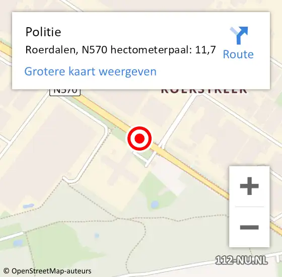 Locatie op kaart van de 112 melding: Politie Roerdalen, N570 hectometerpaal: 11,7 op 10 juni 2023 04:01