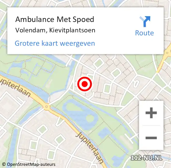 Locatie op kaart van de 112 melding: Ambulance Met Spoed Naar Volendam, Kievitplantsoen op 10 juni 2023 06:13