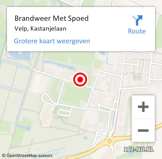 Locatie op kaart van de 112 melding: Brandweer Met Spoed Naar Velp, Kastanjelaan op 10 juni 2023 07:13