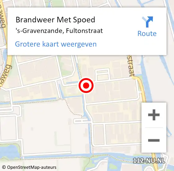 Locatie op kaart van de 112 melding: Brandweer Met Spoed Naar 's-Gravenzande, Fultonstraat op 10 juni 2023 07:14