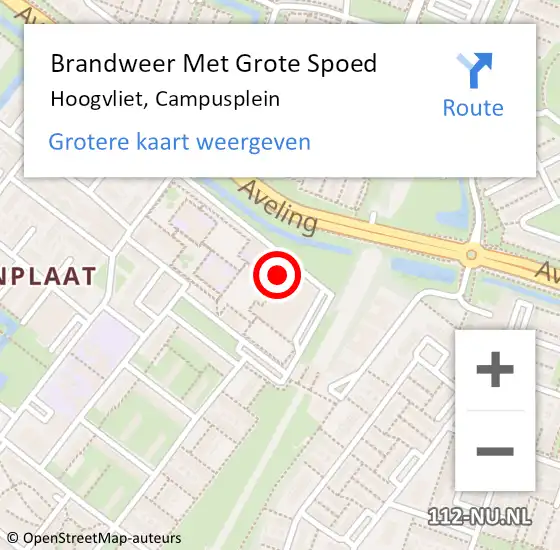 Locatie op kaart van de 112 melding: Brandweer Met Grote Spoed Naar Hoogvliet, Campusplein op 10 juni 2023 07:14