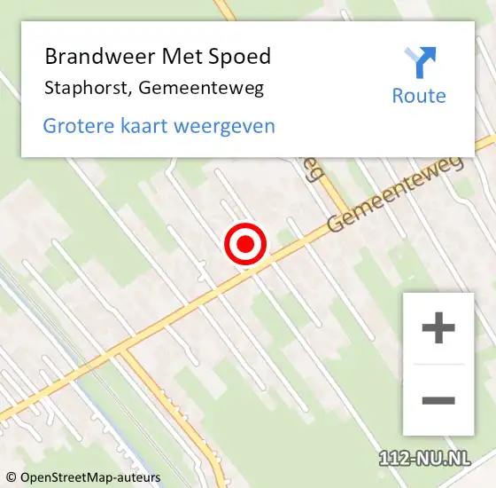 Locatie op kaart van de 112 melding: Brandweer Met Spoed Naar Staphorst, Gemeenteweg op 10 juni 2023 07:41