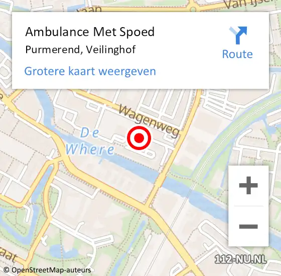 Locatie op kaart van de 112 melding: Ambulance Met Spoed Naar Purmerend, Veilinghof op 10 juni 2023 07:45