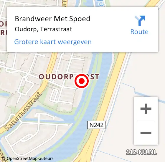 Locatie op kaart van de 112 melding: Brandweer Met Spoed Naar Oudorp, Terrastraat op 10 juni 2023 08:21