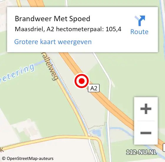 Locatie op kaart van de 112 melding: Brandweer Met Spoed Naar Maasdriel, A2 hectometerpaal: 105,4 op 10 juni 2023 08:50