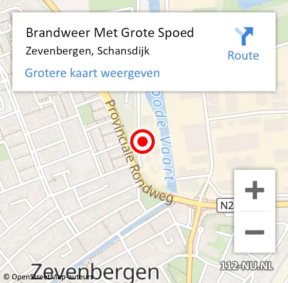 Locatie op kaart van de 112 melding: Brandweer Met Grote Spoed Naar Zevenbergen, Schansdijk op 10 juni 2023 08:58