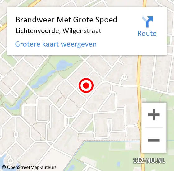 Locatie op kaart van de 112 melding: Brandweer Met Grote Spoed Naar Lichtenvoorde, Wilgenstraat op 10 juni 2023 09:29