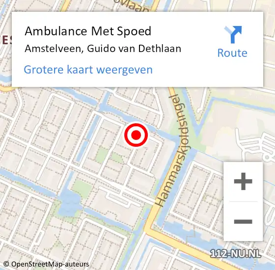 Locatie op kaart van de 112 melding: Ambulance Met Spoed Naar Amstelveen, Guido van Dethlaan op 10 juni 2023 10:06