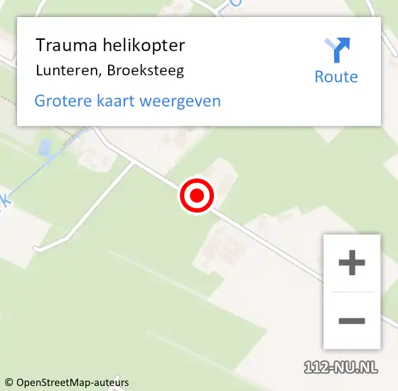 Locatie op kaart van de 112 melding: Trauma helikopter Lunteren, Broeksteeg op 10 juni 2023 10:28