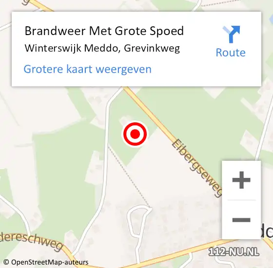 Locatie op kaart van de 112 melding: Brandweer Met Grote Spoed Naar Winterswijk Meddo, Grevinkweg op 10 juni 2023 10:45