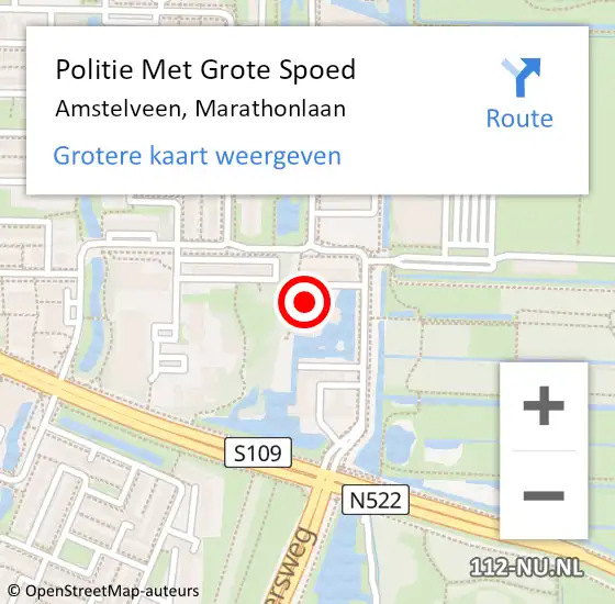 Locatie op kaart van de 112 melding: Politie Met Grote Spoed Naar Amstelveen, Marathonlaan op 10 juni 2023 10:46