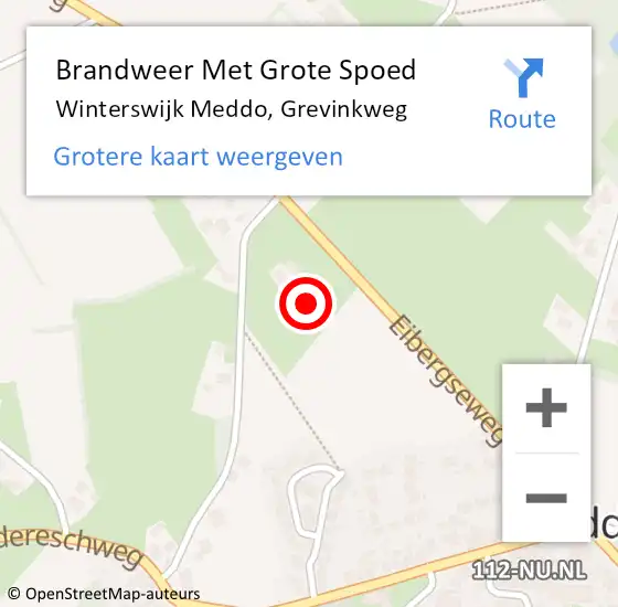 Locatie op kaart van de 112 melding: Brandweer Met Grote Spoed Naar Winterswijk Meddo, Grevinkweg op 10 juni 2023 10:51