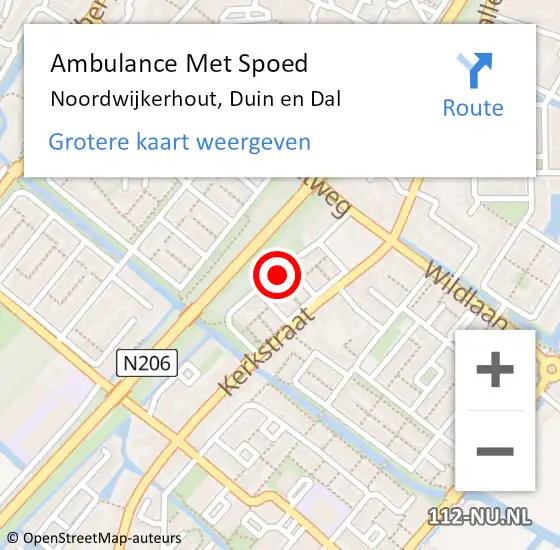 Locatie op kaart van de 112 melding: Ambulance Met Spoed Naar Noordwijkerhout, Duin en Dal op 10 juni 2023 10:51