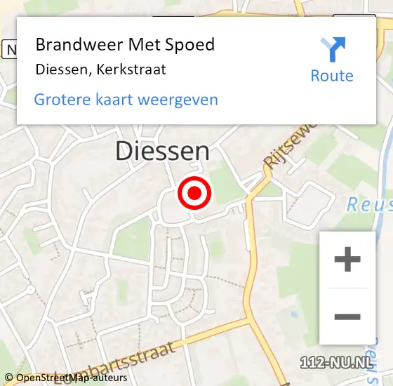Locatie op kaart van de 112 melding: Brandweer Met Spoed Naar Diessen, Kerkstraat op 10 juni 2023 10:55