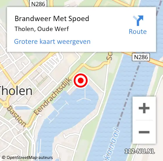 Locatie op kaart van de 112 melding: Brandweer Met Spoed Naar Tholen, Oude Werf op 10 juni 2023 11:11