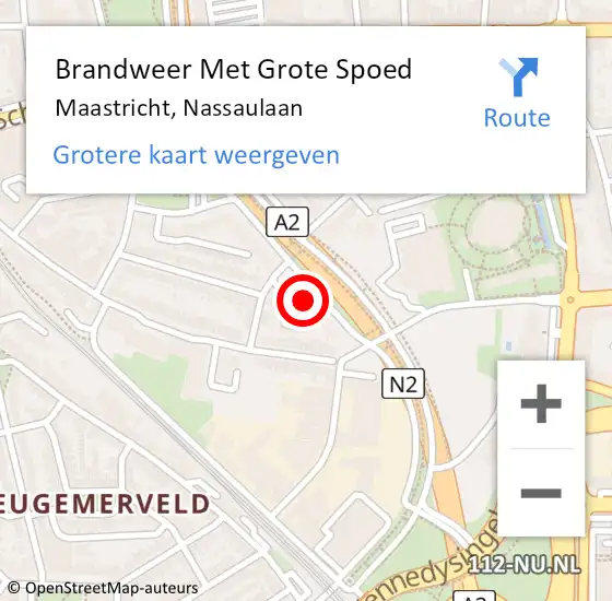 Locatie op kaart van de 112 melding: Brandweer Met Grote Spoed Naar Maastricht, Nassaulaan op 10 juni 2023 11:19