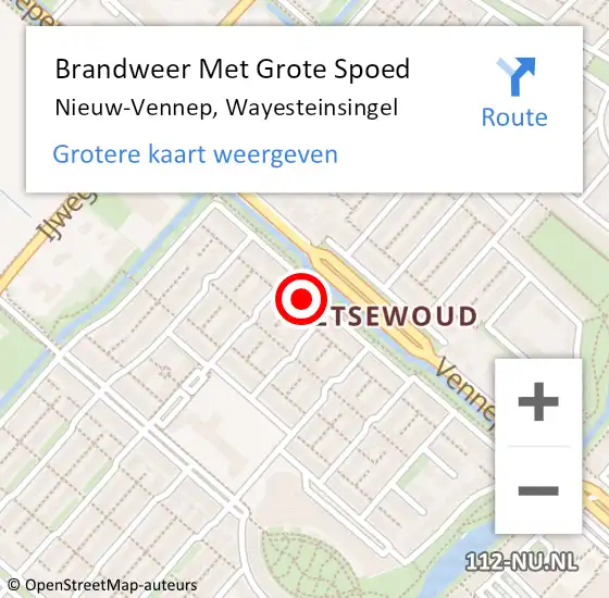 Locatie op kaart van de 112 melding: Brandweer Met Grote Spoed Naar Nieuw-Vennep, Wayesteinsingel op 10 juni 2023 11:46