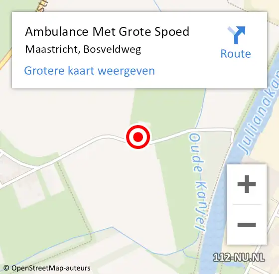 Locatie op kaart van de 112 melding: Ambulance Met Grote Spoed Naar Maastricht, Bosveldweg op 28 augustus 2014 12:57