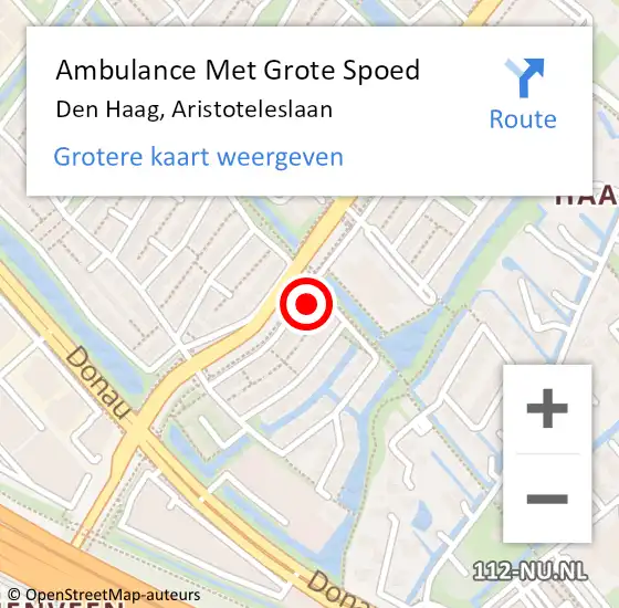 Locatie op kaart van de 112 melding: Ambulance Met Grote Spoed Naar Den Haag, Aristoteleslaan op 10 juni 2023 11:58