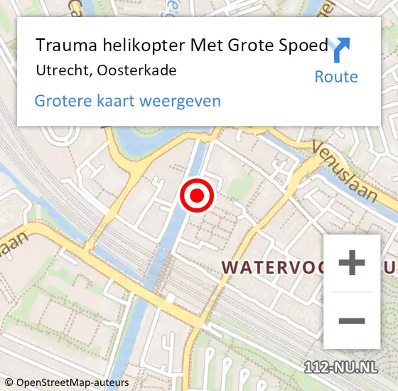 Locatie op kaart van de 112 melding: Trauma helikopter Met Grote Spoed Naar Utrecht, Oosterkade op 10 juni 2023 12:12