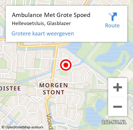 Locatie op kaart van de 112 melding: Ambulance Met Grote Spoed Naar Hellevoetsluis, Glasblazer op 10 juni 2023 12:12