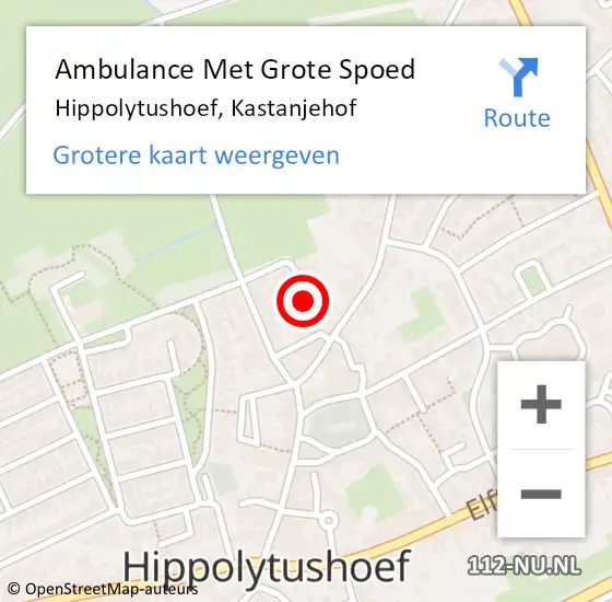 Locatie op kaart van de 112 melding: Ambulance Met Grote Spoed Naar Hippolytushoef, Kastanjehof op 10 juni 2023 12:27