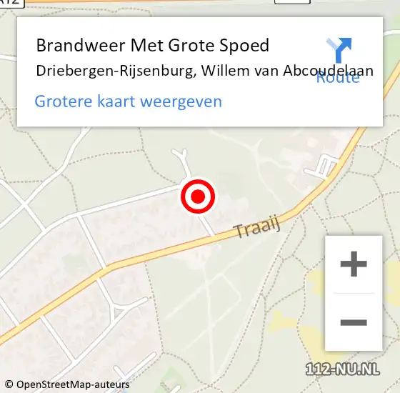 Locatie op kaart van de 112 melding: Brandweer Met Grote Spoed Naar Driebergen-Rijsenburg, Willem van Abcoudelaan op 10 juni 2023 12:55