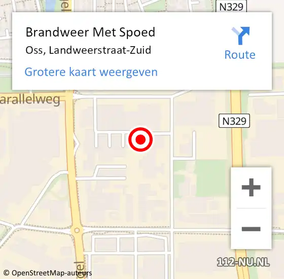 Locatie op kaart van de 112 melding: Brandweer Met Spoed Naar Oss, Landweerstraat-Zuid op 10 juni 2023 12:56